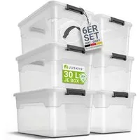 Juskys Aufbewahrungsbox (6 St), stabil, verschließbar und pflegeleicht