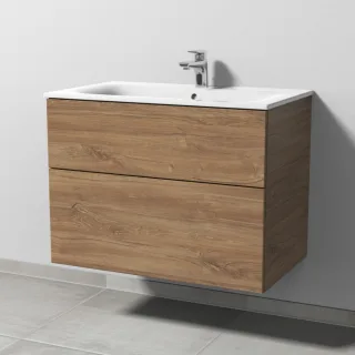 Sanipa 3way Waschtischunterbau zu Geberit Renova Plan Slim Waschtisch mit 2 Auszügen, Eiche-Kansas SM68759
