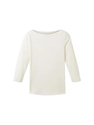 Tom Tailor - Basic Longsleeve mit 3/4-Arm aus Baumwolle whisper white - Gr. - L