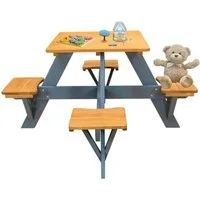 Coemo Garten-Kindersitzgruppe ROMY, (Set, 1-tlg), Braun Picknicktisch 1 Tisch 4 Sitze Kinder Sitzgruppe Gartentisch
