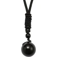 Firetti Kette mit Anhänger Schmuck Geschenk Halsschmuck Halskette Kugel, Made in Germany - mit Obsidian