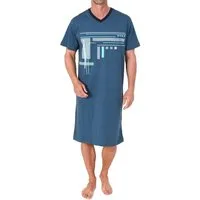 Normann Pyjama Normann Herren kurzarm Nachthemd mit eleganten Frontprint
