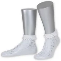 Lusana Trachtensocken Trachtensocken - AJOUR II - schwarz, weiß