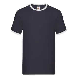 Fruit of the Loom - "Ringer 160" T-Shirt für Herren (Marineblau/Weiß)