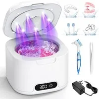AKKEE Ultraschallreiniger Ultraschallreinigungsgerät 50000Hz mit 6 UV-Licht & 4 Modes, 340ML Ultraschallreiniger