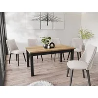 WFL GROUP Esstisch Davidof ausziehbar rechteckig modern mit schwarzen Holzbeinen (MADE IN EU, erhältlich in 3 Größen – 140/160/160 cm ausziehbar auf 180/200/240 cm), platzsparender Tisch in Holzoptik für Küche, Esszimmer oder Wohnzimmer