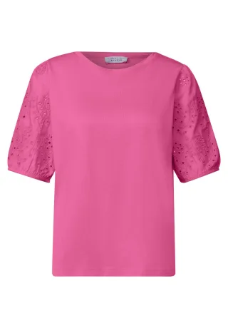 Street One - T-Shirt mit Puffärmeln pink - Gr. - 36