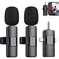 Senmudi Mikrofon Kabelloses Lavalier Mikrofon für Handy/iPhone/Computer/Kamera (Rauschunterdrückung, Plug-Play Clip on Bändchen-Mikrofone, 3-tlg), für Live, Videoaufnahmen, Interviews im Freien oder Innenbereich, Vlog