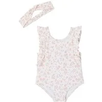 vertbaudet Badeanzug Mädchen Baby-Set: Badeanzug & Haarband
