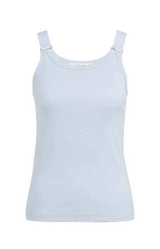 Yaya - Geripptes Tanktop mit Ring-Details am Träger blau - Gr. - S