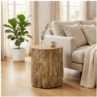 HOMCOM Beistelltisch Baumstumpf-Optik Nachttisch (Tisch, 1-St., Couchtisch), Naturholz Ø37 x 43 cm