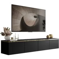 Lookway TV-Schrank CELINE Schwarz Matt Hängeschrank mit LED-Beleuchtung Breite: 200 cm