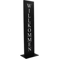 Rostikal Dekoobjekt Willkommen Deko Schild schwarz oder in Edelrost für Garten und Haus, Handmade
