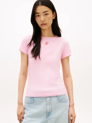 TH SCRIPT SLIM SS TEE Classic Pink - Gr. - L