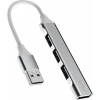 INCA IUSB-4TUX USB-Adapter USB-A Stecker zu USB-A Buchse, 4-Port USB-Hub mit Aluminiumgehäuse und 5 Gbit/s Übertragung