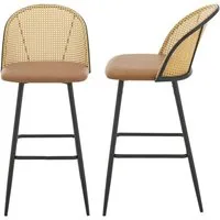 en.casa Barhocker, »Gausdal« Barstuhl 2er Set gepolstert Metallbeine Braun Schwarz