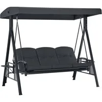 MCombo Hollywoodschaukel M MCombo 3-Sitzer Hollywoodschaukel mit Liegefunktion 4093(Dunkelgrau), Liegefunktion