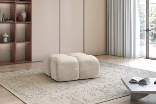 Polsterhocker Designerhocker DARCY 85x85 cm in Stoff Salvador Beige