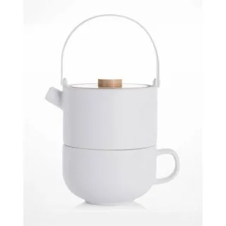 Bredemeijer Tea-for-one Umea weiß mit Bambusdeckel 142007