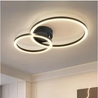 ZMH Deckenleuchte LED Deckenlampe 40cm schwarz Wohnzimmer warmweiß 2-Ringe-Design, LED fest integriert, Warmweiß, LED Deckenlampe