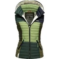 Navahoo Steppweste Shadaa Multikulti Ärmellose Damen Weste im Colourblocking-Stil und Kapuze