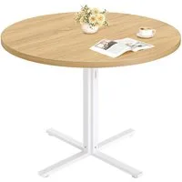 VASAGLE Esstisch rund, Esszimmertisch, 80 cm d, 74,8 cm H, für Esszimmer, Wohnzimmer, klein Küchentisch, wasserresistente Oberfläche, goldeichenfarben