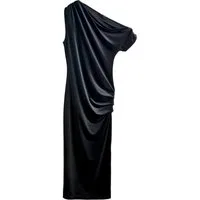 Next Midikleid Schulterfreies, gestuftes Samt-Midikleid (1-tlg)