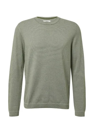 s.Oliver Red Label - Strick-Pullover mit Crew Neck grün/weiß - Gr. - XXL