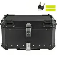 GARRYFIZH Topcase 65L Motorcycle Rear Trunk Aluminum Alloy Luggage Case, (Heckkasten), Heckkasten, 2 Schlüsseln und reflektierenden Aufklebern Schwarz