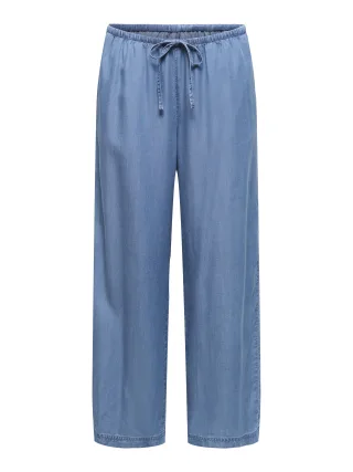 ONLY - ONLCHARIS LIFE PULL UP TIE PANTS WVN CC Medium Blue Denim - Gr. - M