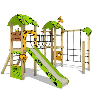 Professioneller Kletterturm PRO MAGIC Quest+ Spielplatz-Set für öffentliche Anlagen - Robuste 9x9 cm Konstruktion mit Rutsche & Netz - Wickey