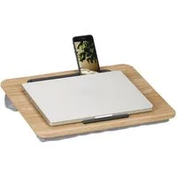 relaxdays Laptop Tablett Laptopkissen mit Handyhalter, Faserplatte