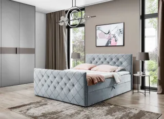 Boxspringbett Schlafzimmerbett EIVOR 160x200cm Hellgrau inkl.Bettkasten