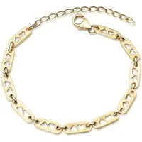 Materia Armband Damen Gold Herzen Plättchen SA-139, Sterlingsilber, vergoldet
