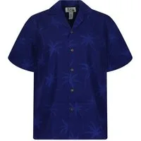 KY's Hawaiihemd "Palmshadow" Herren Kurzarm Baumwolle Kokosknöpfe Original Hawaii