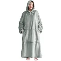 Wohndecke Hoodie Decke Damen Flanell Kuscheldecke mit Ärmeln, Good Nite, Kuschelige Hoodie-Decke, Mit Kapuze und Ärmeln, Oversize Passform
