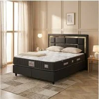 gowoll Boxspringbett Wooltouch Stauraumbett, Doppelbett inkl. Matratze mit Topper (Set, erhältlich in den Größen 140x200cm, 160x200cm und 180x200cm), inkl. zwei Bettkästen & 35 cm höhe Matratze und Topper