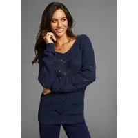 Laura Scott Strickpullover Softer Übergangsstrick mit V-neck und trendy Ajourmuster