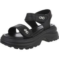 Ital-Design Moderne Damen Sandalen mit verstellbaren Riemen für Freizeit Plateausandaletten (89853062) Blockabsatz Sandalen & Sandaletten in Schwarz