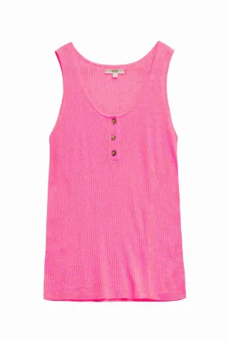 yerse - Top mit Knopfdetail pink - Gr. - L