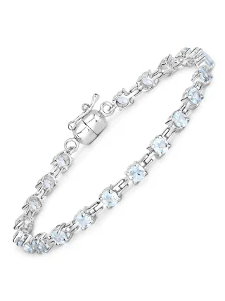 Vira Jewels Armband 925-Sterling Silber rhodiniert Blautopas rund