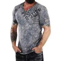 R-NEAL T-Shirt Original T-Shirt Rundhals X V-Neck Shirt Verwaschen Vintage Oil Washed