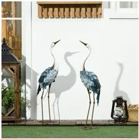 Outsunny Gartenfigur 2er Set Gartenstatue Kraniche, 72,5/74 cm, (Outdoor-Ornament, 2 St., Skulptur), Gartendeko für Balkon, Terrasse