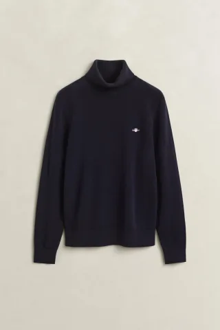 GANT - Rollkragenpullover aus Wolle und Biobaumwolle EVENING BLUE - Gr. - M