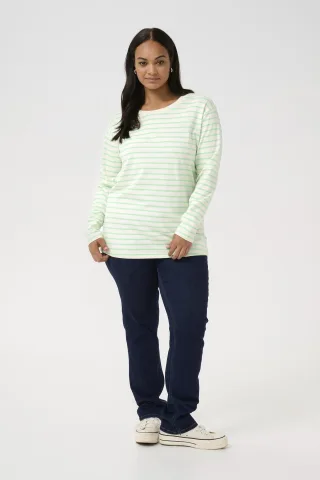 Langarm-Shirt Loose fit white green