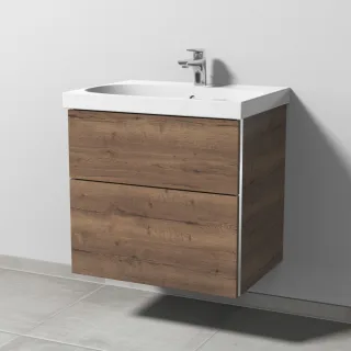 Sanipa 3way Waschtischunterbau zu Geberit Acanto Waschtisch mit 2 Auszügen, Eiche-Tabak BR41650