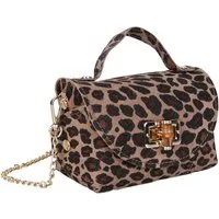 MIRROSI Henkeltasche Damen kleine Tasche aus Echtleder Schultertasche 16,50x10x8,50 cm, Mit goldfarbener Kette, ca. 125 cm lang