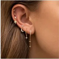 MOPUEA Ohrring-Set Ohrhänger-Set Kettensternohrringe Piercing lange Ohrstecker Set (6er Set, mehr Auswahl ohne ständiges Nachkaufen nötig, Mix aus Styles spart Zeit beim täglichen Kombinieren), Leicht, bequem, ideal für mehrere Ohrlöcher