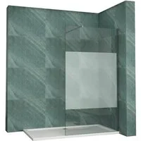 SONNI Duschwand Walk in Duschwand 8mm Nano glas teilsatiniert Duschabtrennung 200cm, mit Stabilisator