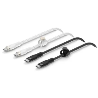 1x2 Belkin PRO Flex-gefl.Sil. 1m USB-C/USB-C s+w CAB011bt1MBW2PK